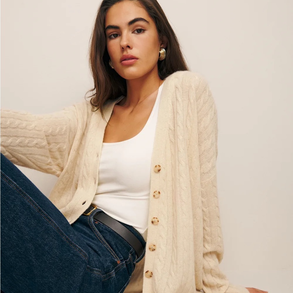 Reformation Giusta Oversized Cashmere Cardigan - Eco Beige
